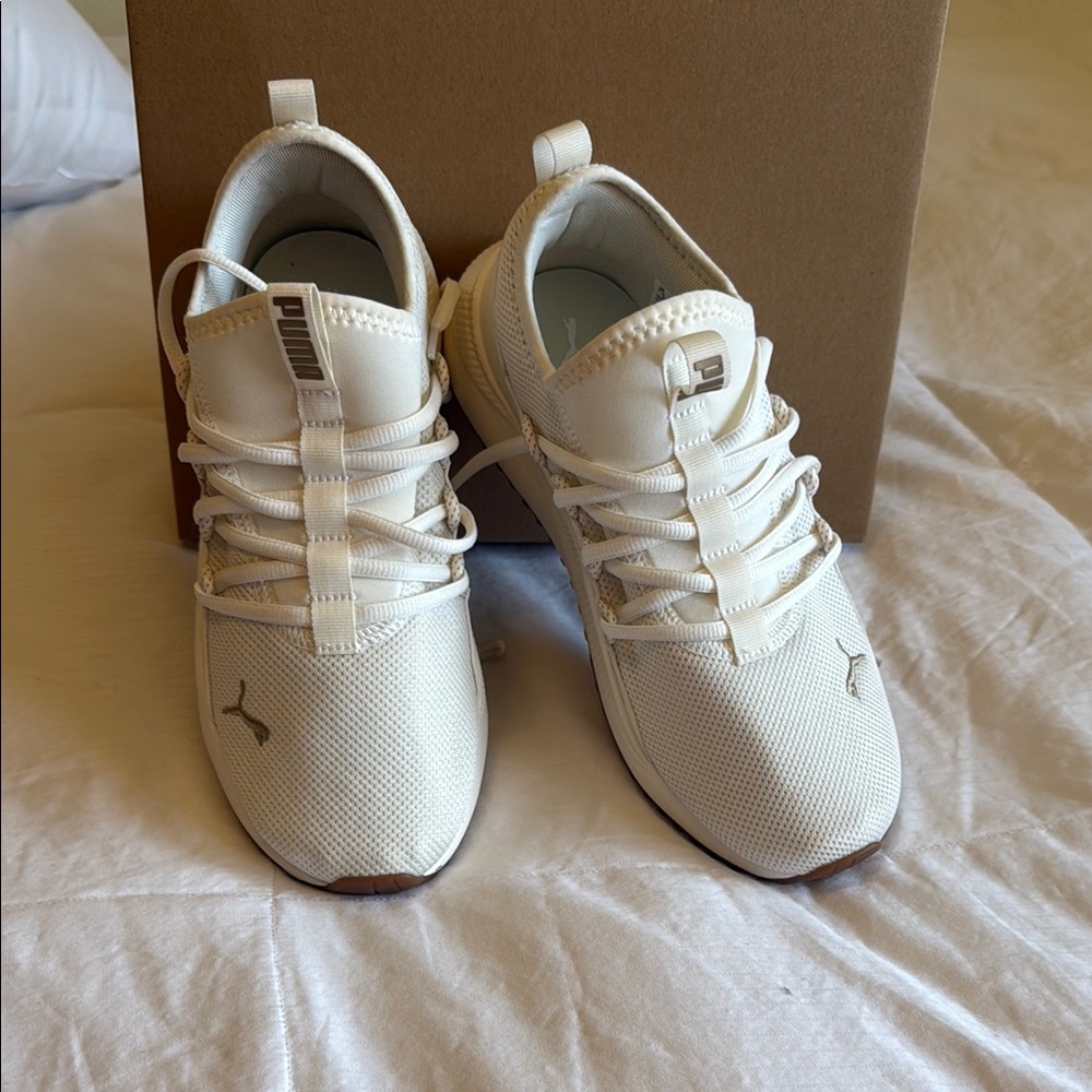 Puma White Mesh Sneakers